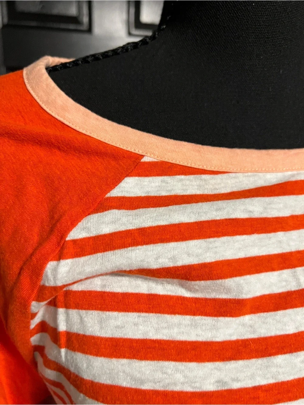 J. Crew Orange and White Striped Long-Sleeve Top